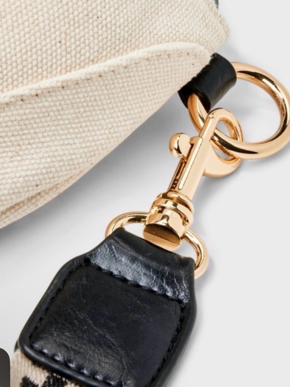 Universal Thread Cream Canvas Crescent Crossbody with Black Checkered Strap - Picture 4 of 5